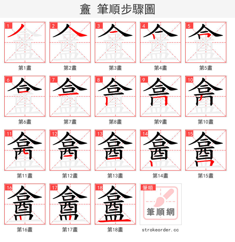 盫 的笔顺分步演示