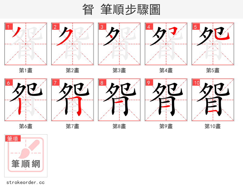 眢 的笔顺分步演示