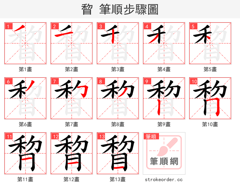 睝 的笔顺分步演示