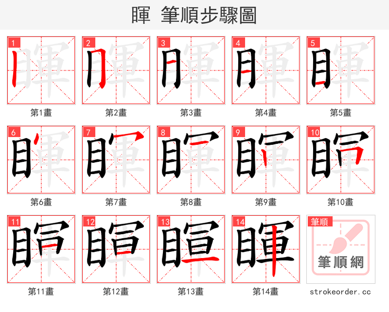 睴 的笔顺分步演示