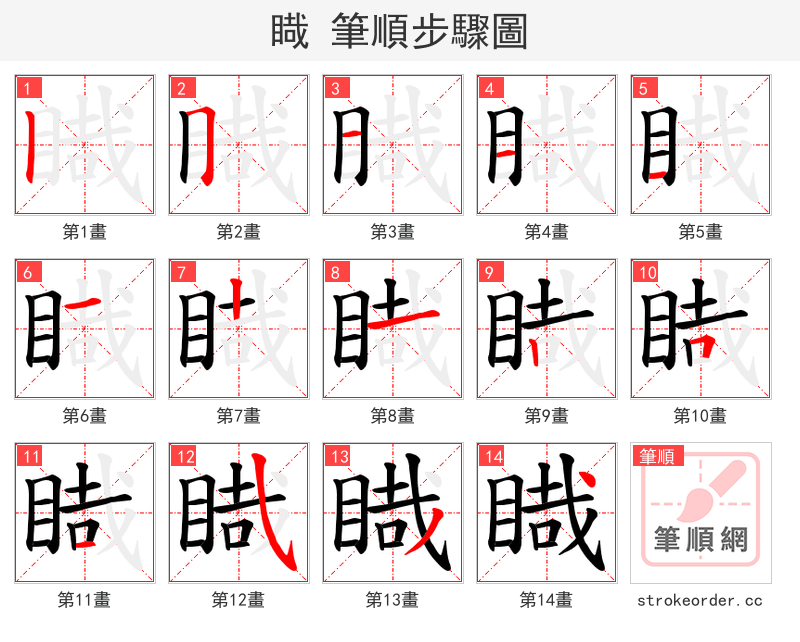 睵 的笔顺分步演示