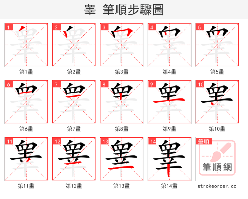 睾 的笔顺分步演示