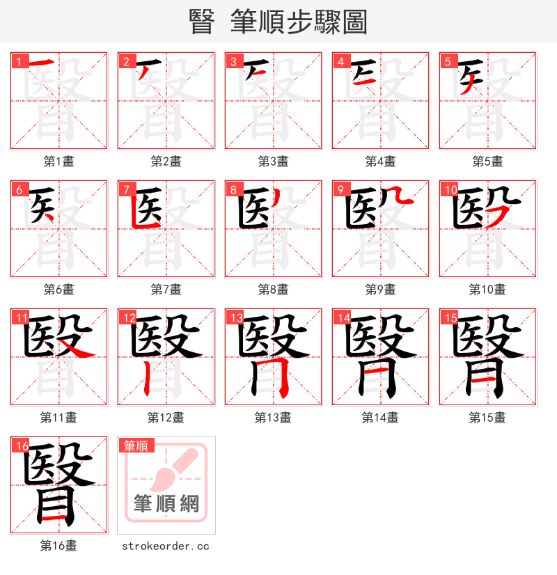 瞖 的笔顺分步演示