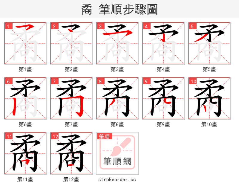 矞 的笔顺分步演示