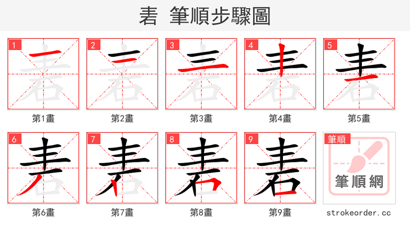 砉 的笔顺分步演示