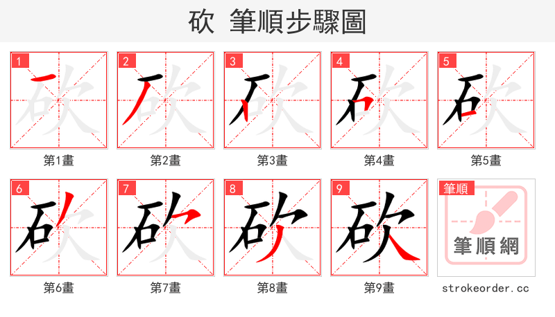 砍 的笔顺分步演示