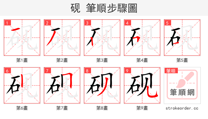 砚 的笔顺分步演示