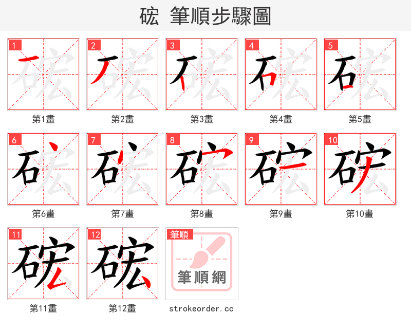 硡 的笔顺分步演示