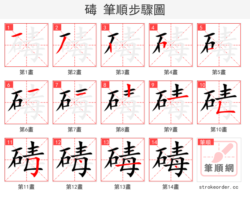 碡 的笔顺分步演示
