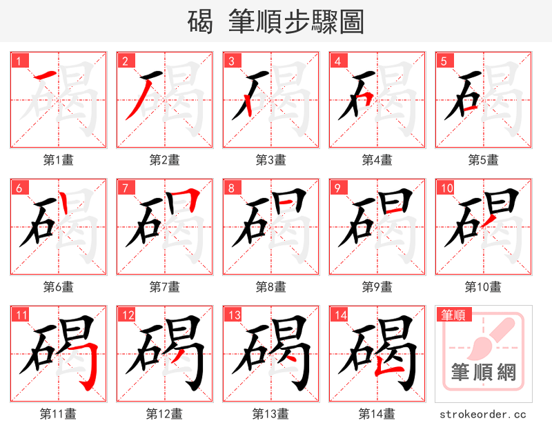 碣 的笔顺分步演示