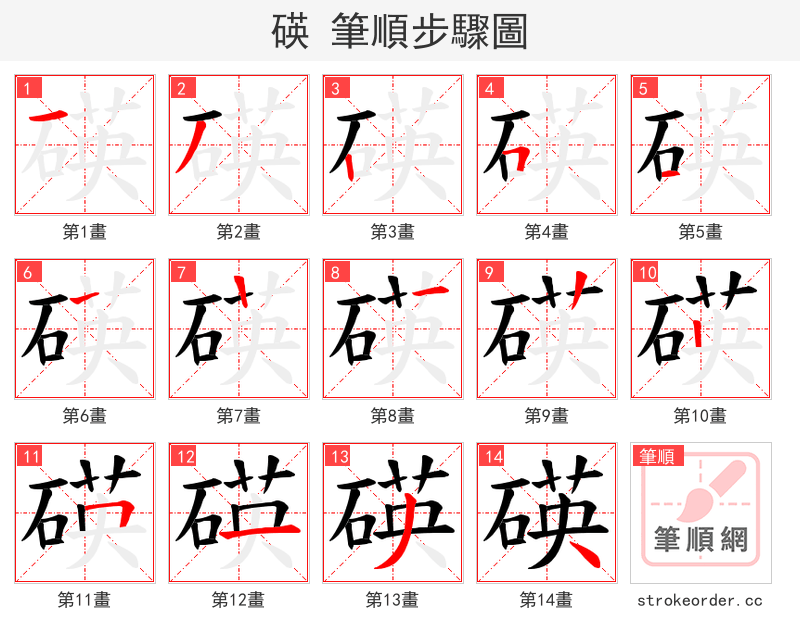 碤 的笔顺分步演示