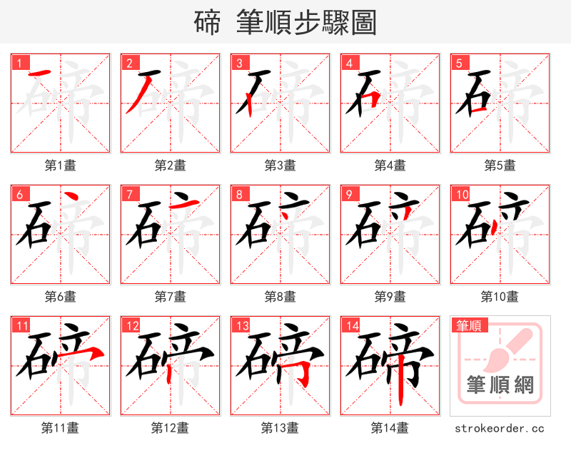 碲 的笔顺分步演示