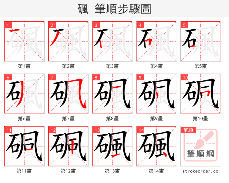 碸 的笔顺分步演示