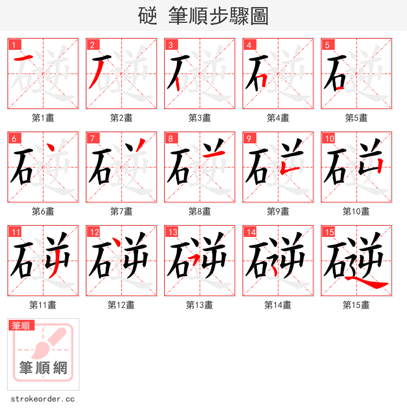 磀 的笔顺分步演示