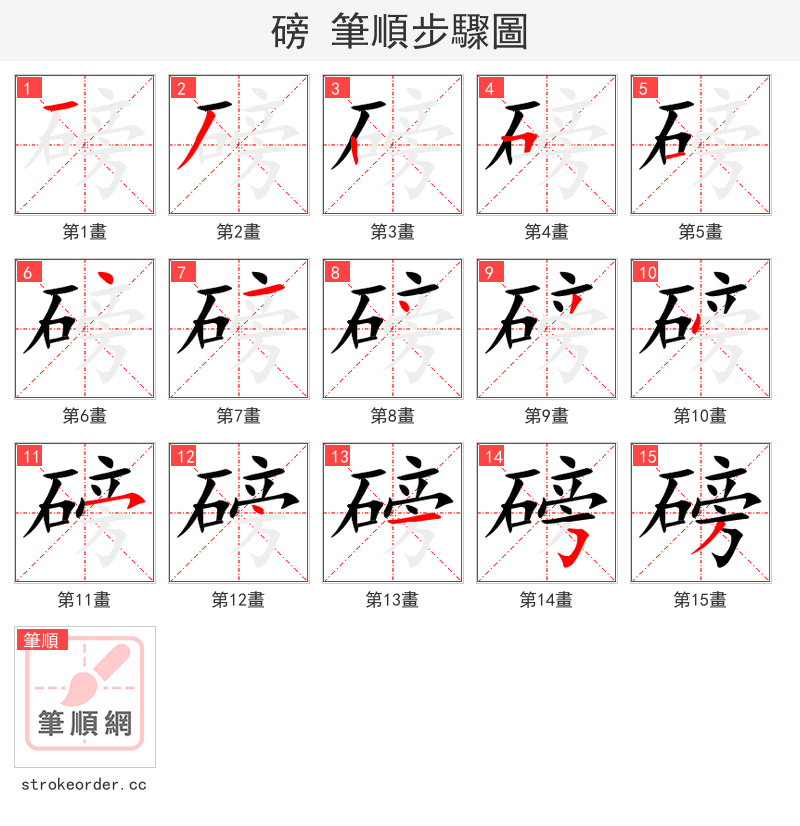 磅 的笔顺分步演示