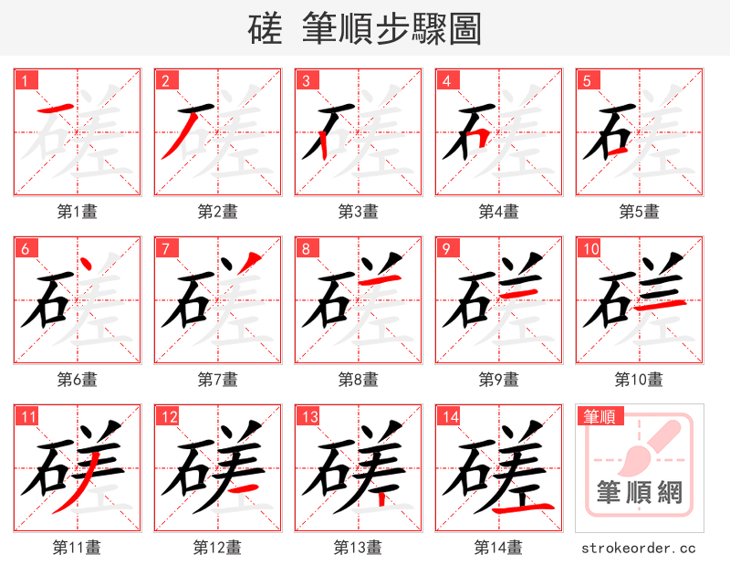 磋 的笔顺分步演示