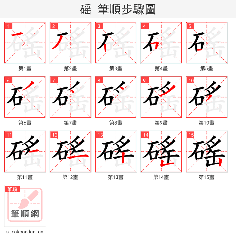 磘 的笔顺分步演示