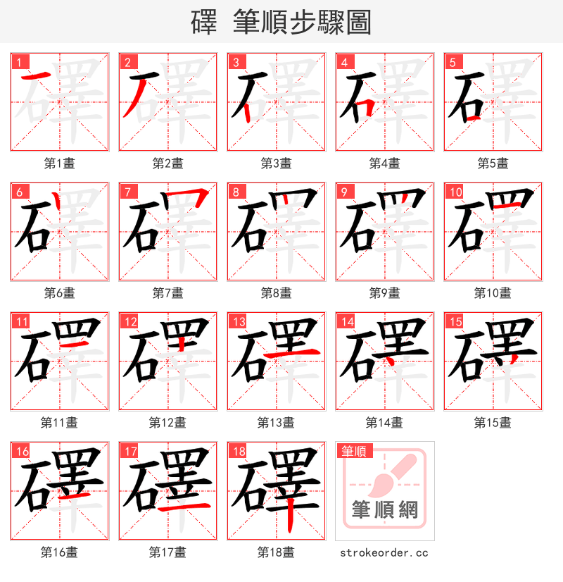 礋 的笔顺分步演示