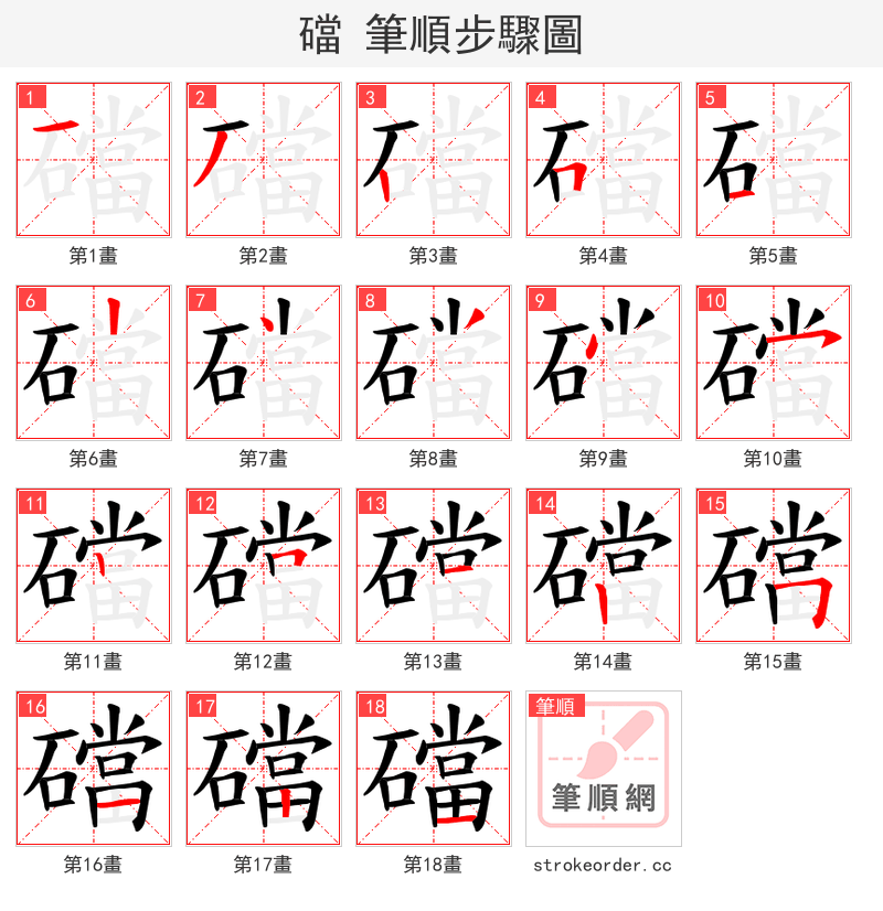 礑 的笔顺分步演示