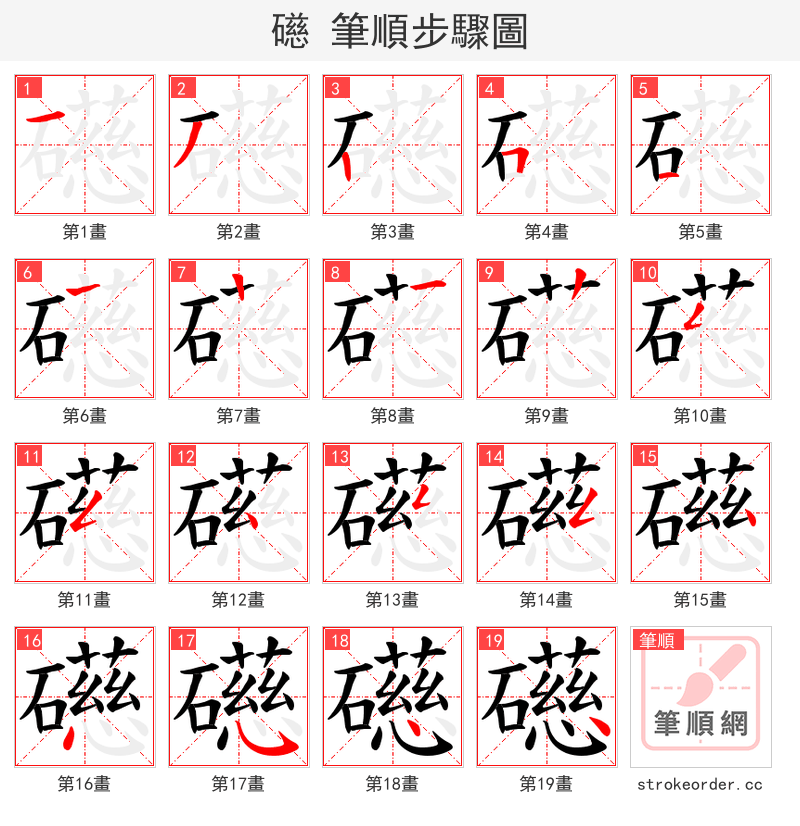 礠 的笔顺分步演示