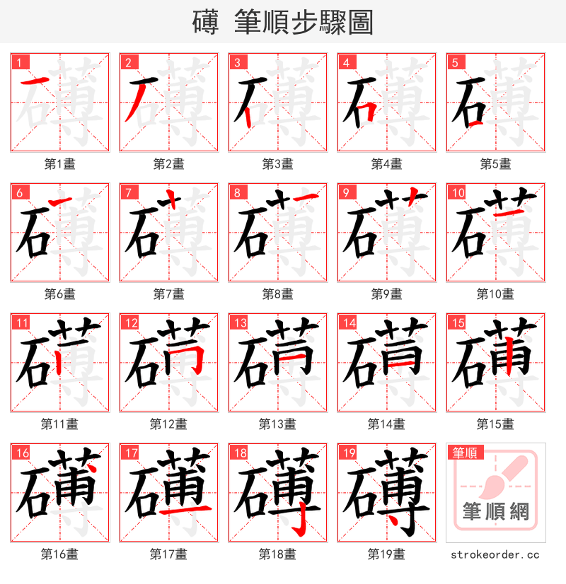 礡 的笔顺分步演示
