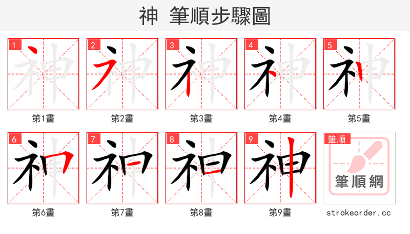 神 的笔顺分步演示