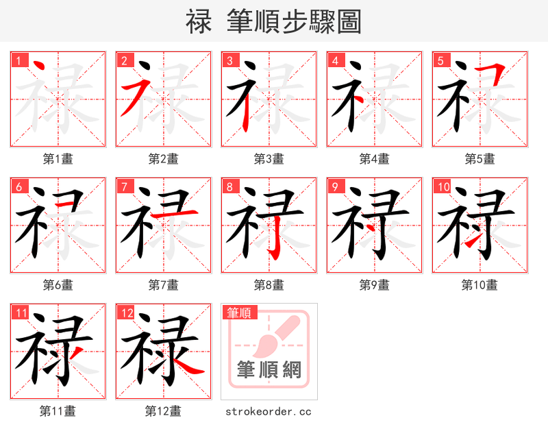 禄 的笔顺分步演示