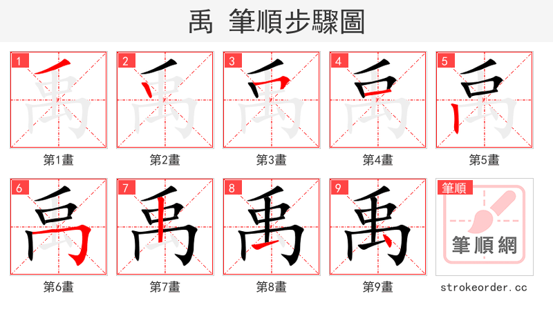 禹 的笔顺分步演示