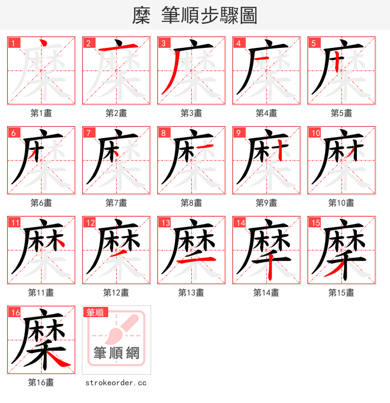 穈 的笔顺分步演示