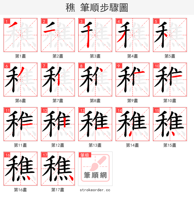 穛 的笔顺分步演示