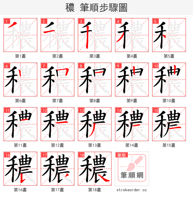 穠 的笔顺分步演示