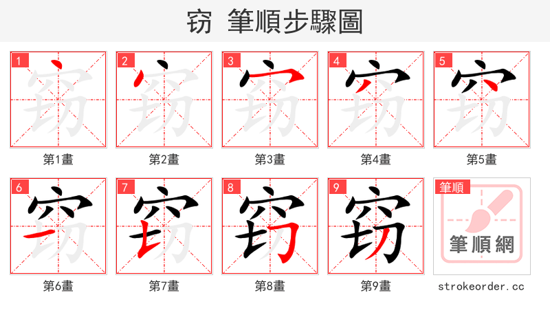 窃 的笔顺分步演示