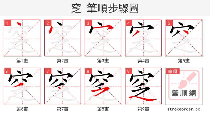 窆 的笔顺分步演示