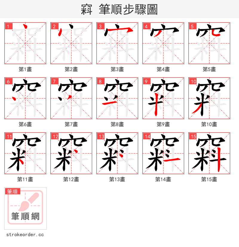 窲 的笔顺分步演示