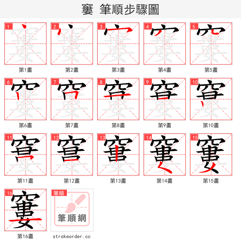 窶 的笔顺分步演示