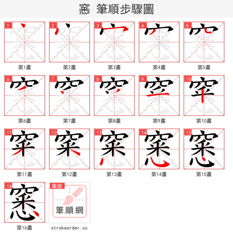 窸 的笔顺分步演示