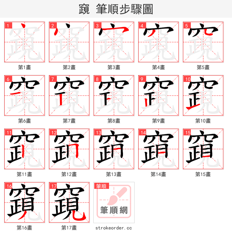 竀 的笔顺分步演示