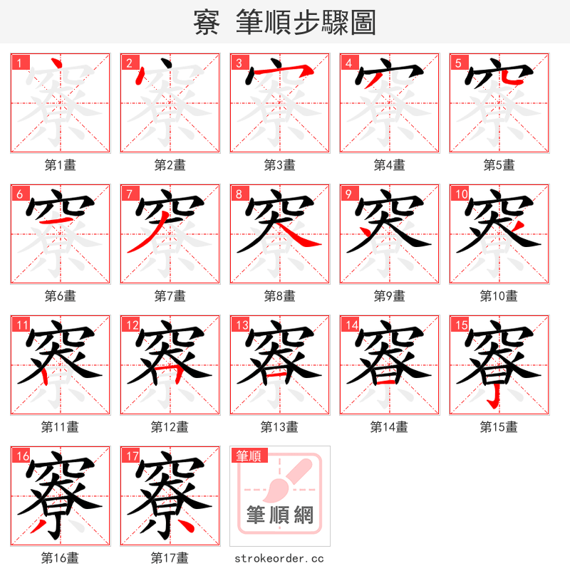 竂 的笔顺分步演示
