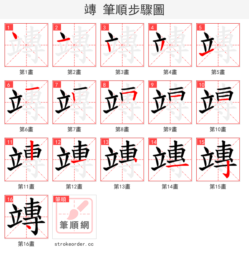 竱 的笔顺分步演示