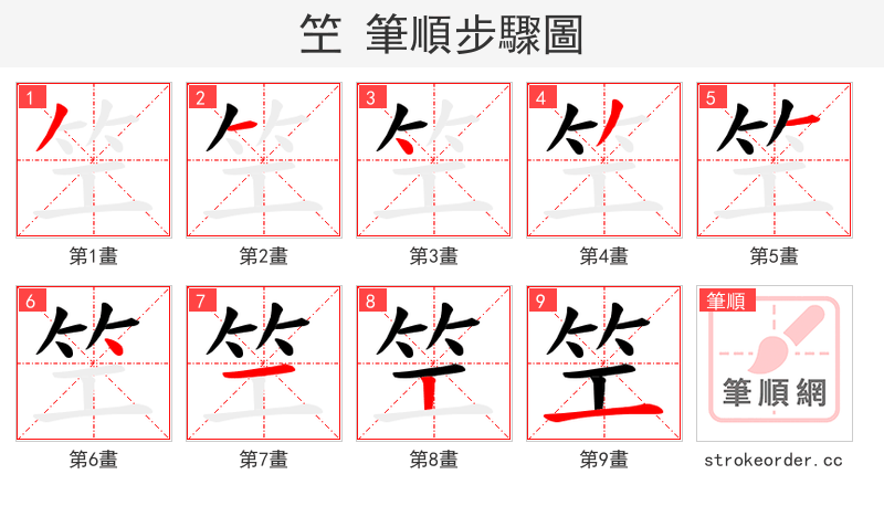 笁 的笔顺分步演示