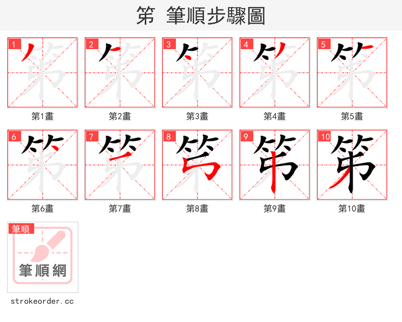 笫 的笔顺分步演示