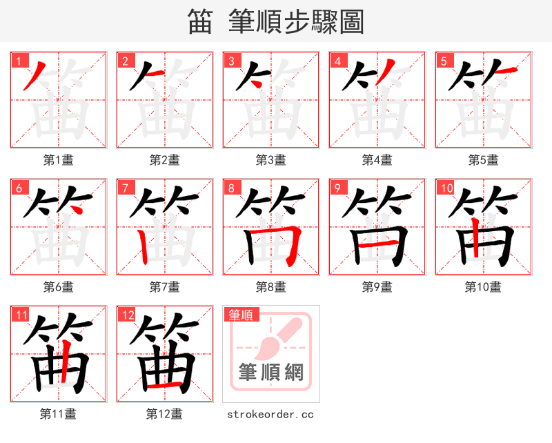 筁 的笔顺分步演示