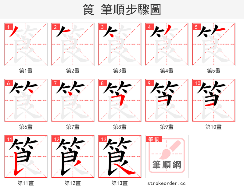 筤 的笔顺分步演示