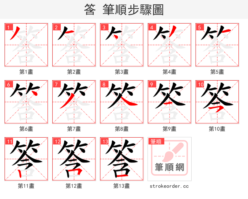 筨 的笔顺分步演示