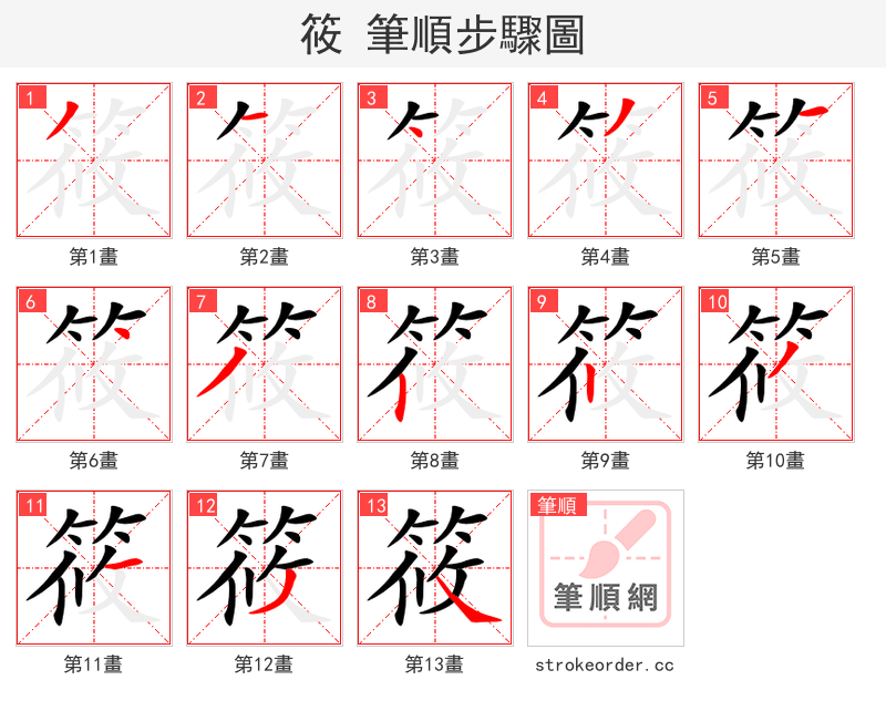 筱 的笔顺分步演示