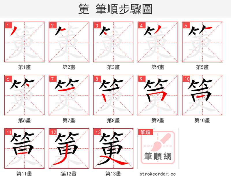 筻 的笔顺分步演示