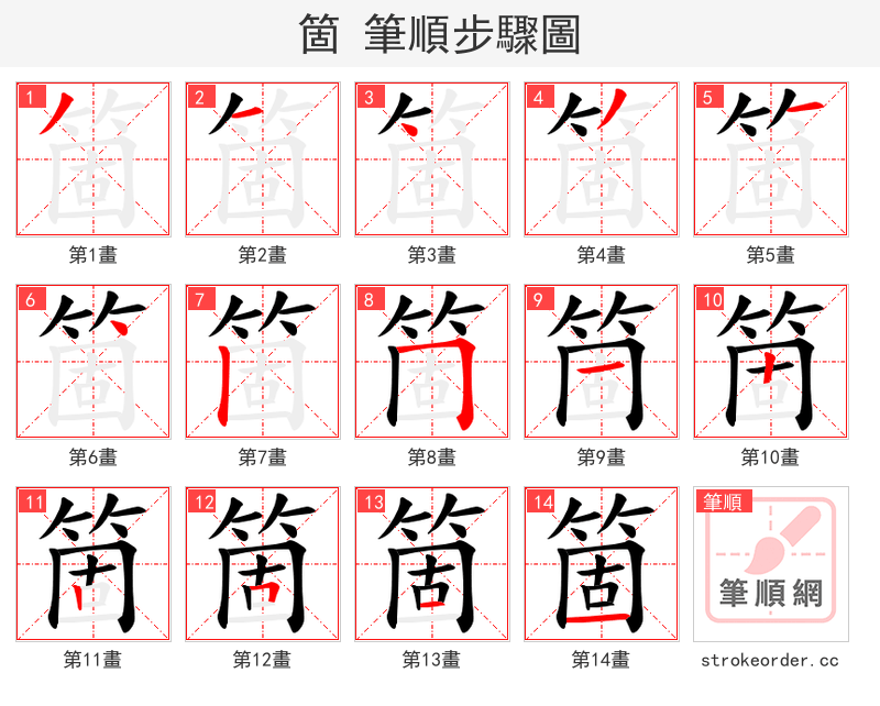 箇 的笔顺分步演示