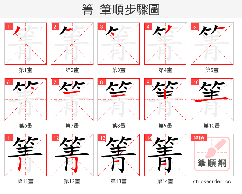 箐 的笔顺分步演示