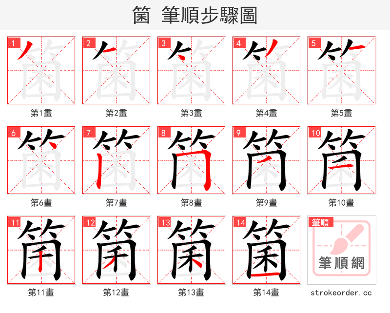 箘 的笔顺分步演示
