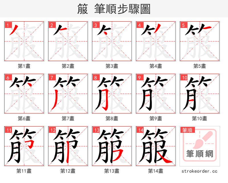 箙 的笔顺分步演示